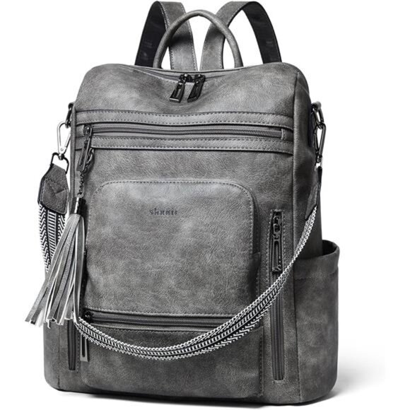 Handbags - Vegan Leather Laptop Backpack for Women 15.6 inch Work Backpack Fashion